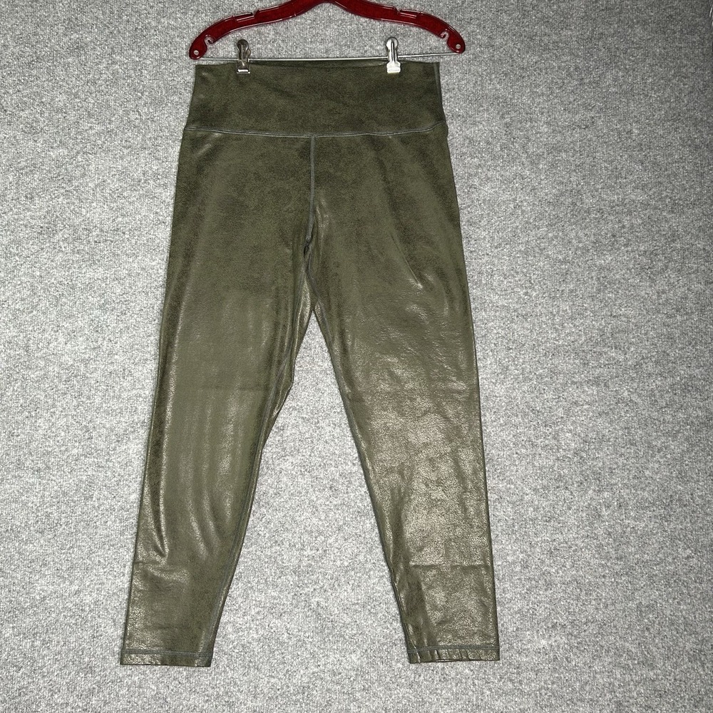 Offline By Aerie Faux Leather Leggings Size Xl Green‎ High Rise Athletic